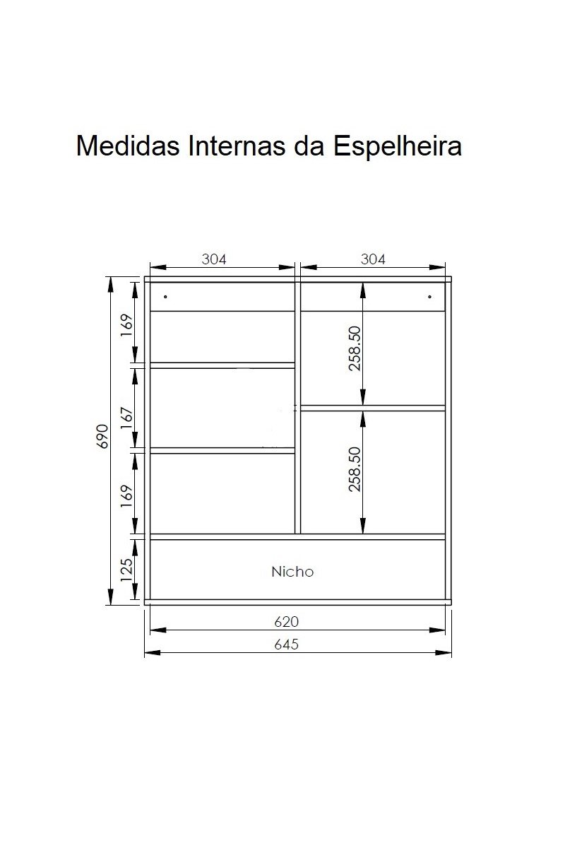 Medidas internas do Arm&aacute;rio Cec&iacute;lia