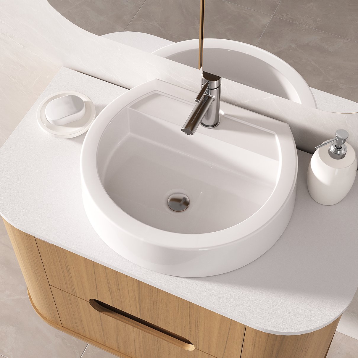 Cuba em m&aacute;rmore sint&eacute;tico branco brilho