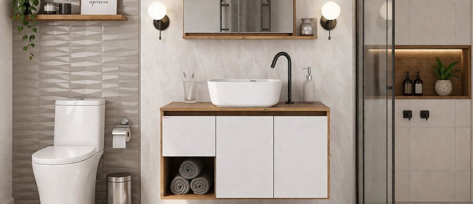 Gabinete de banheiro com gavetas ou com porta: prós e contras de cada modelo Gabinete de banheiro com gavetas ou com porta: prós e contras de cada modelo
