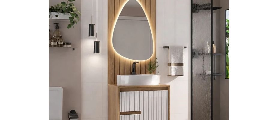 Painel ripado no banheiro: o elemento arquitetônico que substitui o azulejo decorativo
