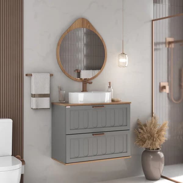 conjunto de banheiro cinza