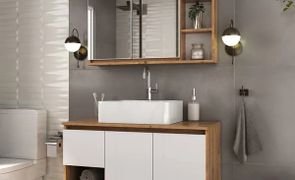 conjunto de banheiro completo com espelho
