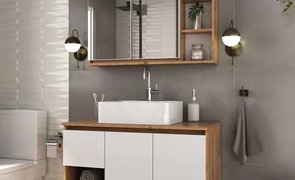 conjunto de banheiro completo com espelho